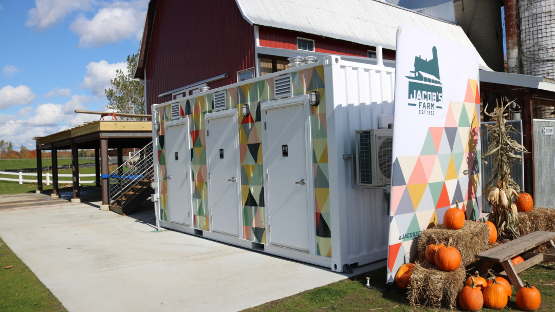 BoxPop mobile restroom unit at Jacob's Corn Maze