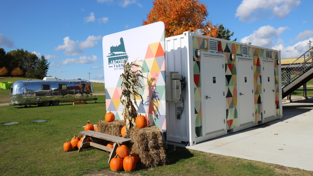 Box Pop Jacobs Corn Maze Mobile Restroom outside