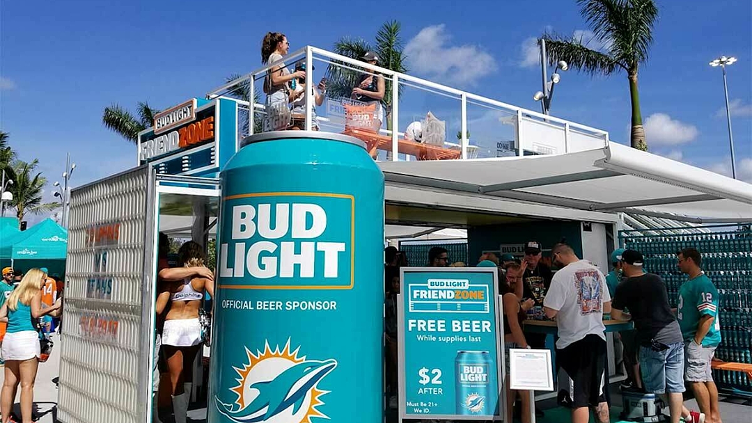 A custom BoxPop activation for a Miami Dolphins game