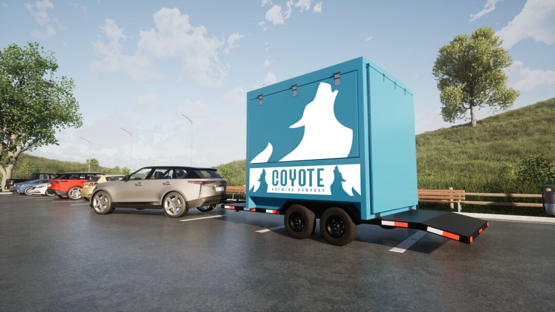 a trailerbox being pulled by a car