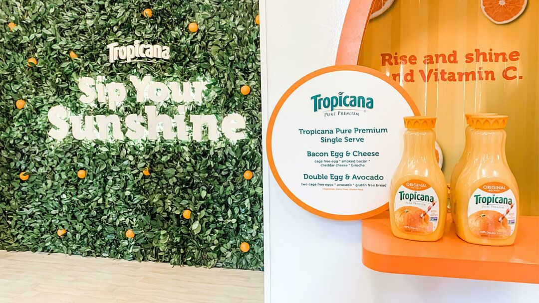 Photo-op walls inside of the BoxPop Tropicana activation