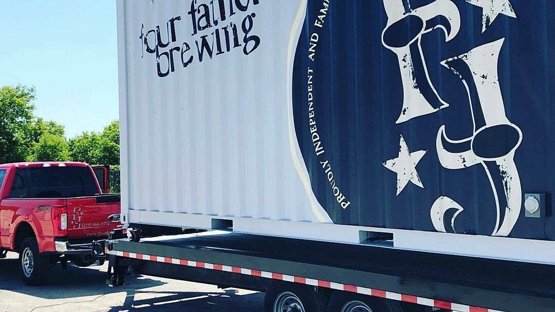 The Four Fathers Brewing BoxPop on a trailer for transportation