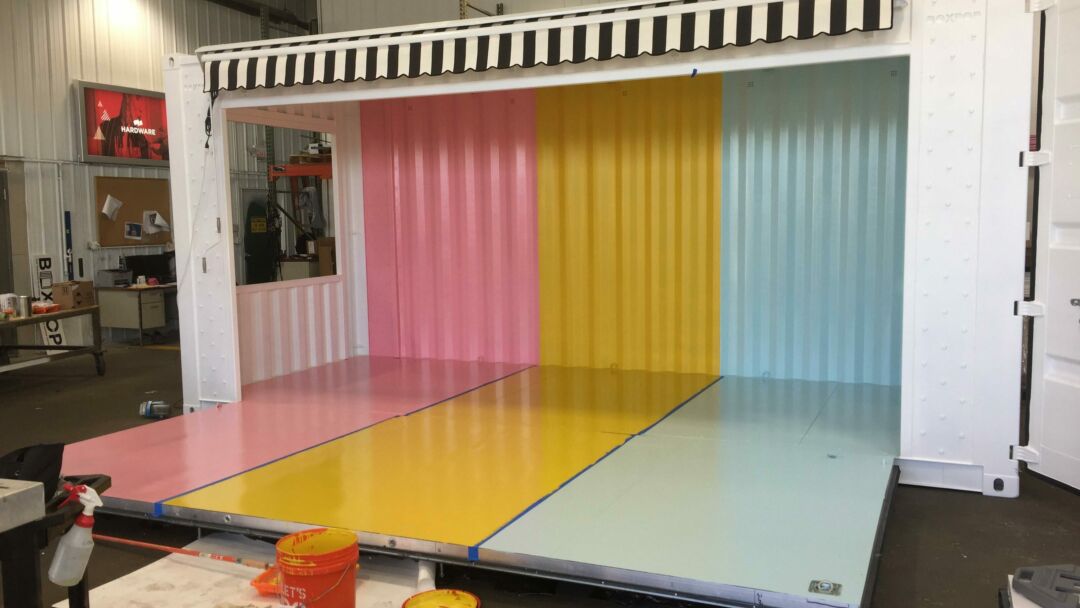 Wind and James event center BoxPop® being manufactured