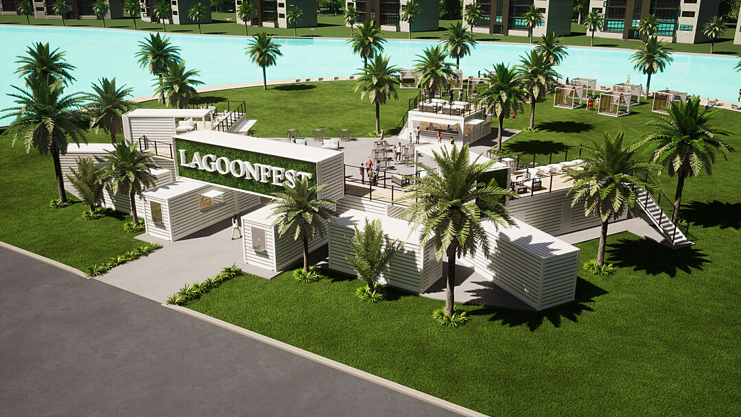 Aerial view of the Lagoonfest concept BoxPop® rendering