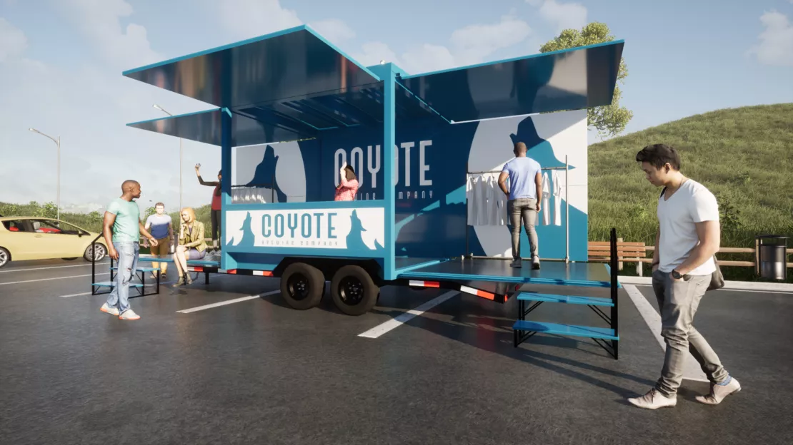 people outside a trailerbox
