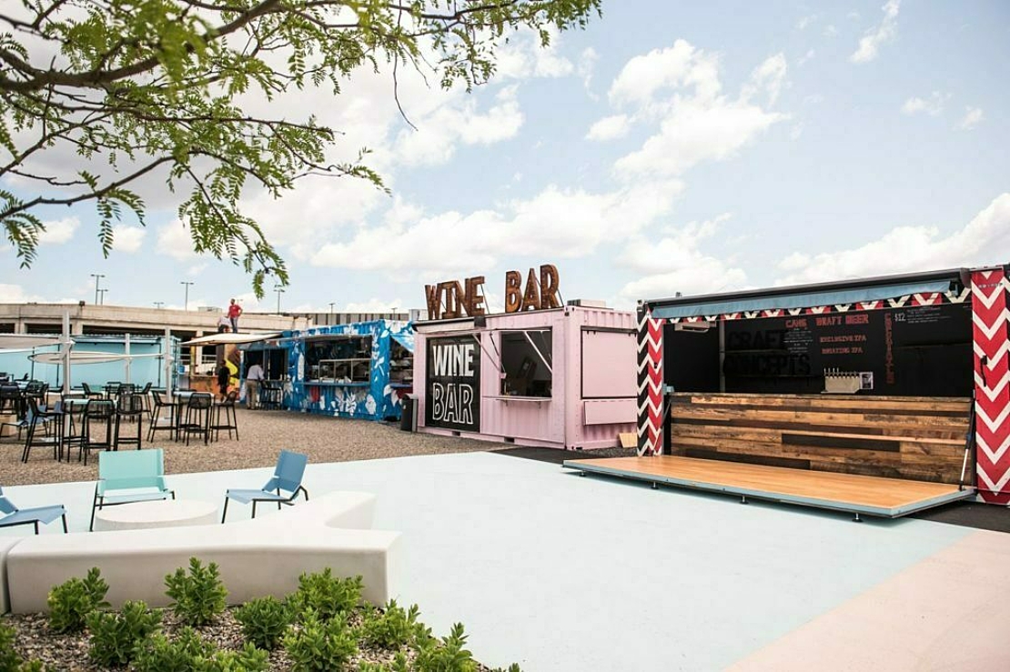 Restaurants pop up inside recycled shipping containers