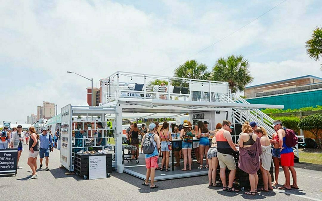 Modified Shipping Container Bar, Bud Light Friend Zone