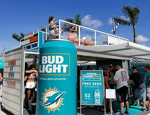 A custom BoxPop activation for a Miami Dolphins game