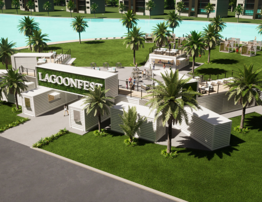 Aerial view of the Lagoonfest concept BoxPop® rendering