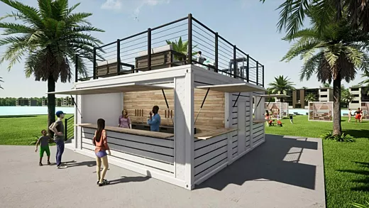 A BoxPop DBL 20 rendering for an outdoor bar