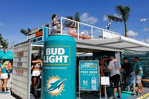 A custom BoxPop activation for a Miami Dolphins game