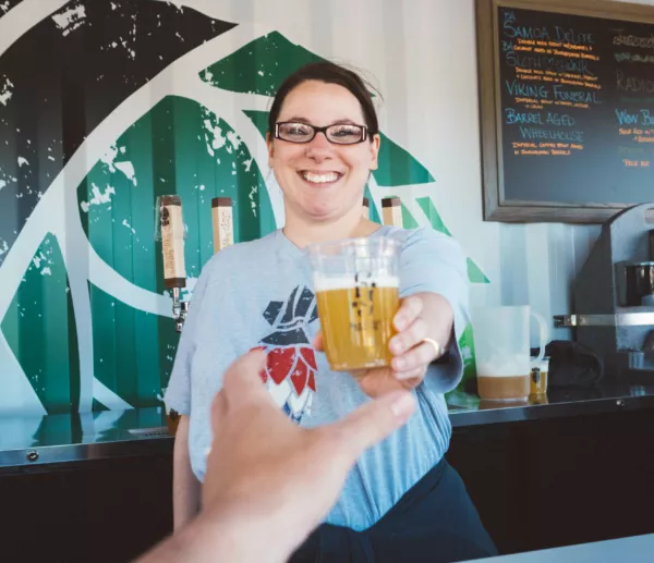 Beer being served in the Four Fathers Brewing Company BoxPop®